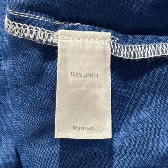 NWT Pure J Jill Womens Top Linen Boxy Minimalist Coastal Tie Dye White Blue XS - Picture 4 of 6